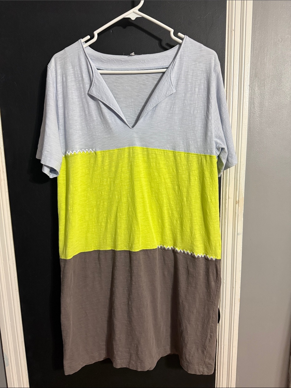 Lisa Todd Pima Cotton Color Block Mini Dress Size: L